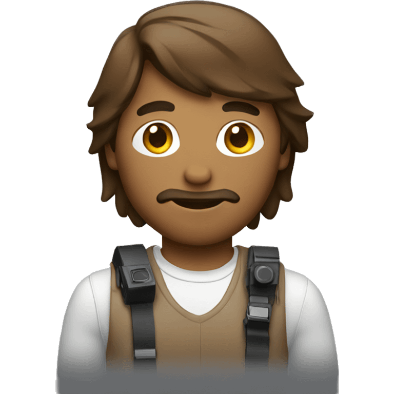 brown guy with mullet holding a camera emoji