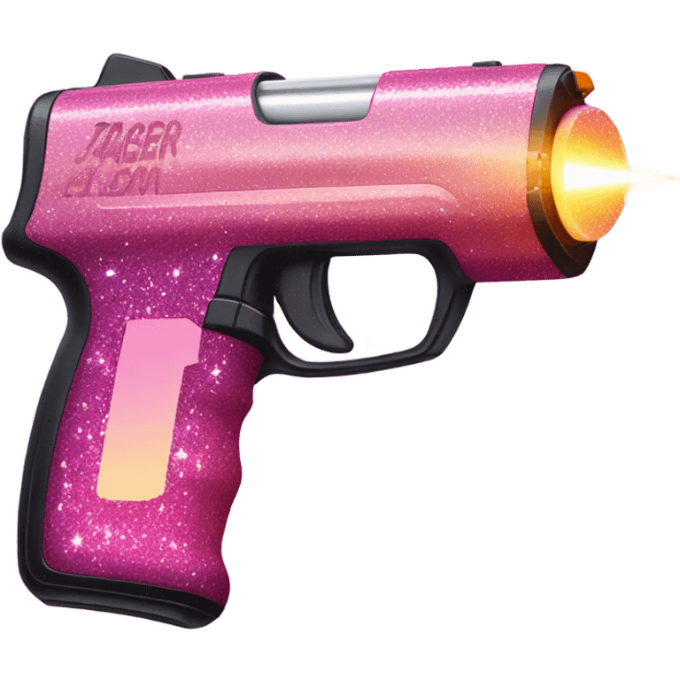 Pink ombre taser with glitter emoji