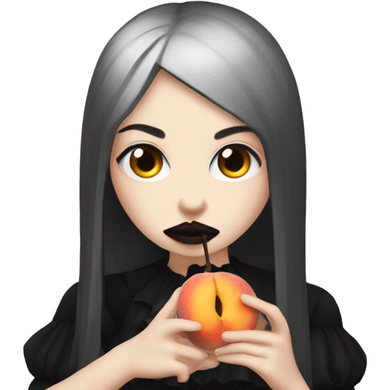 goth girl eating a peach emoji