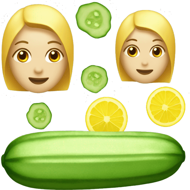 yellow spa emoji with cucumbers emoji