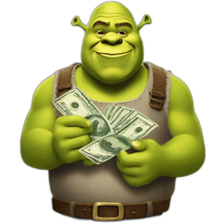 shrek holding money emoji