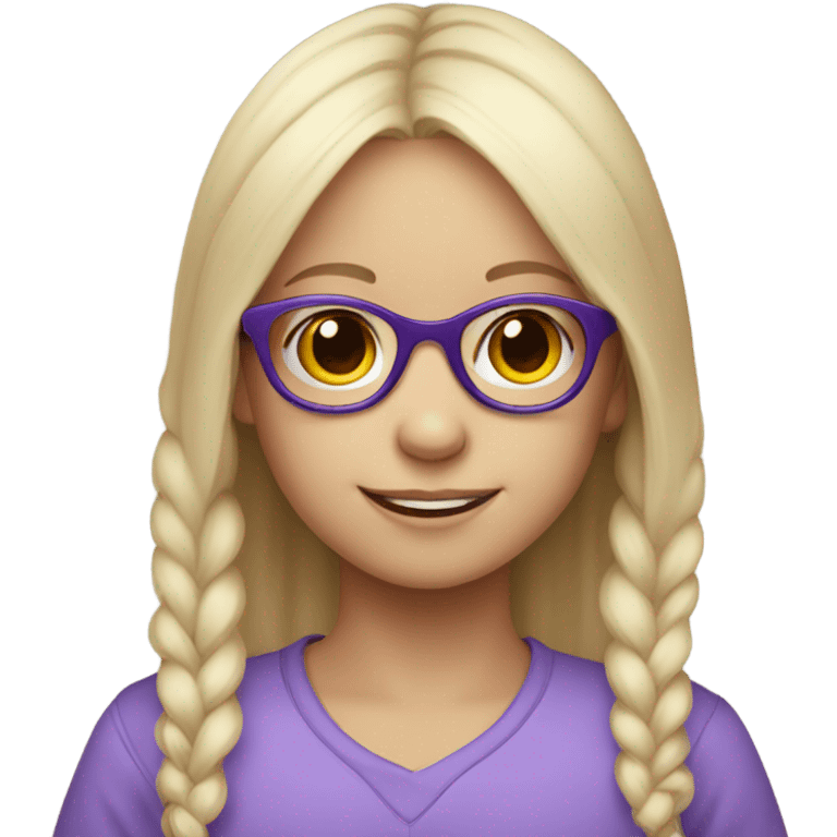 pale little girl in purple glasses emoji