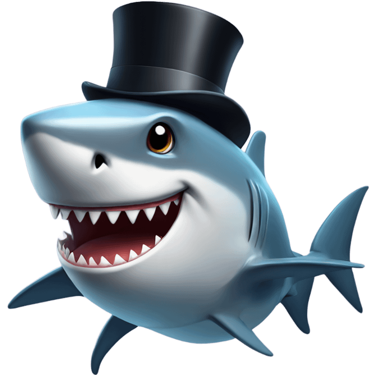 Shark with a top hat emoji