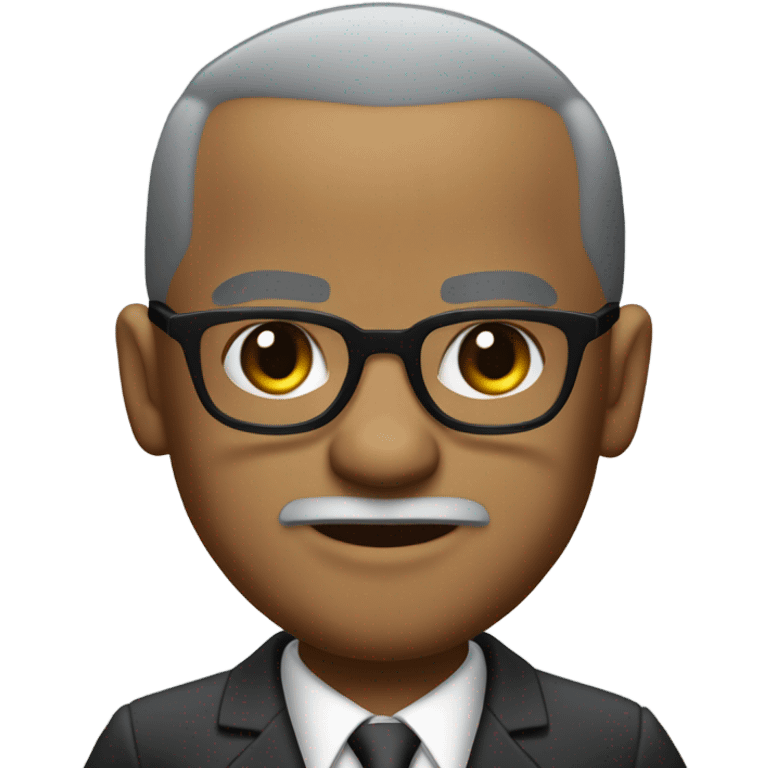 Malcolm x  with small round face and suit and glasses and buzz cut and small black eyes and small gray beard and small black eyes and wrinkled forehead emoji