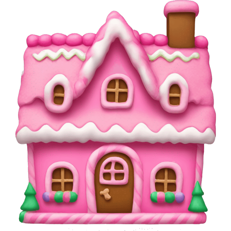 A pink gingerbread house emoji