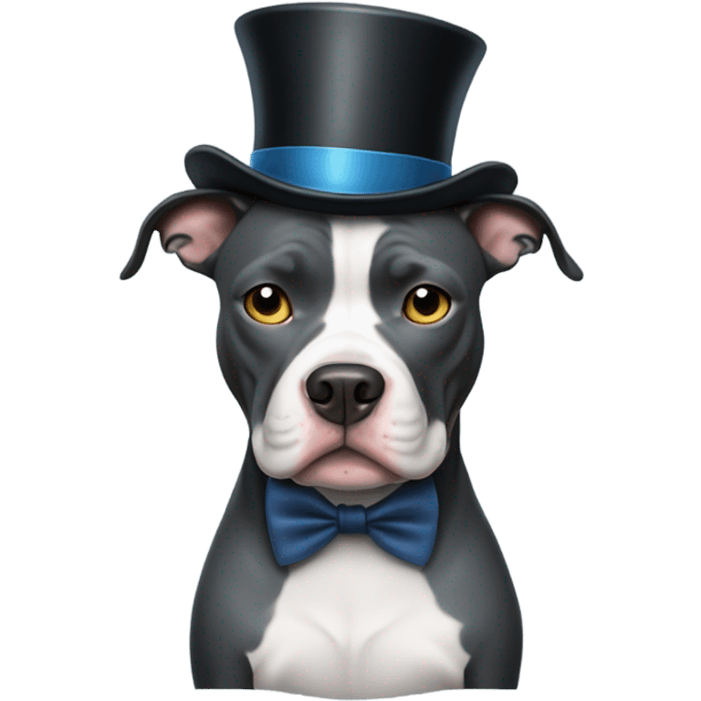 Blue pitbull standing up with a top hat and monocle  emoji