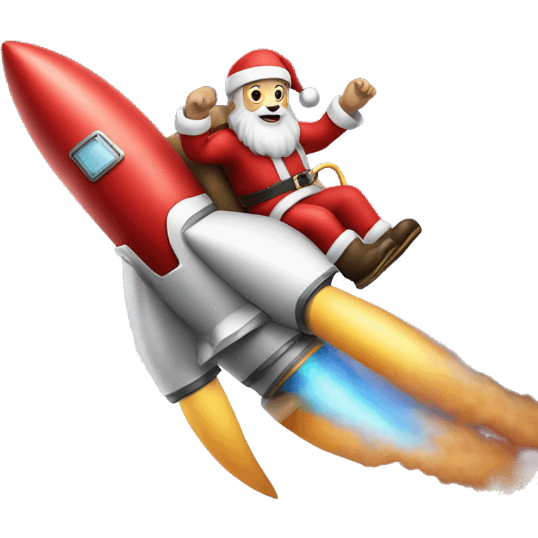 santa claus ridding a rocket emoji