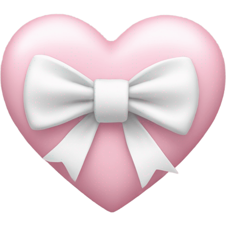 Pastel pink heart with white bow emoji