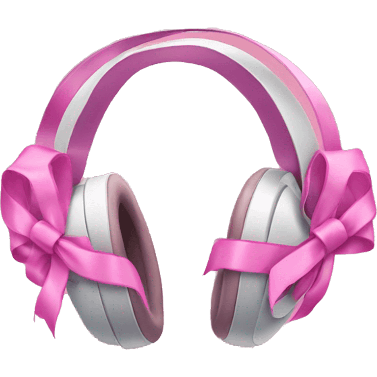 Headphones with pink ribbons emoji