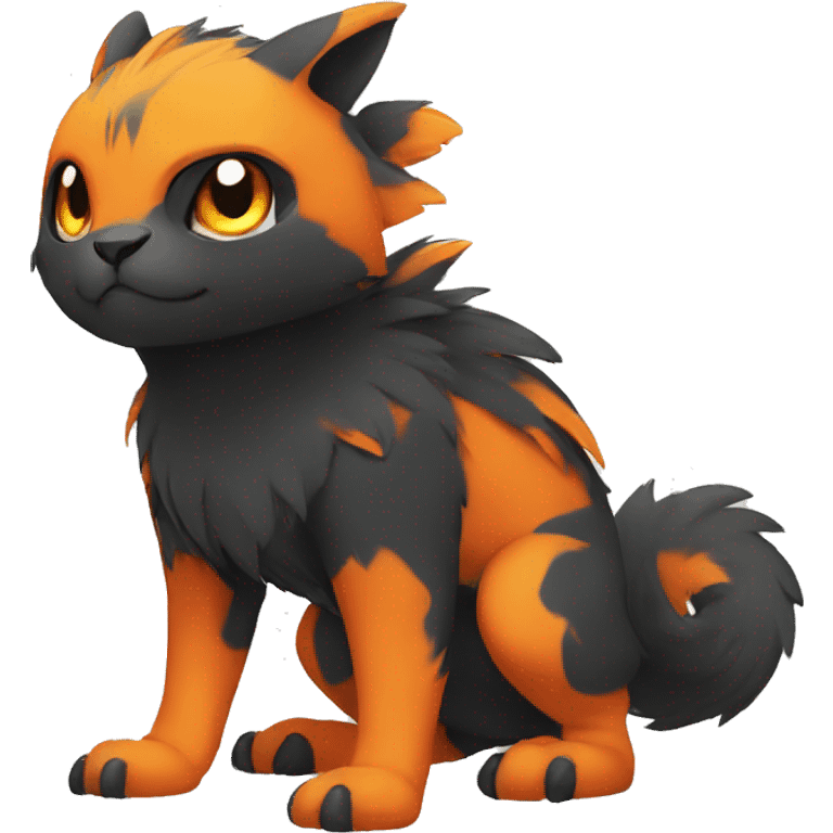 Cute cool black orange animal hybrid Fakemon full body emoji