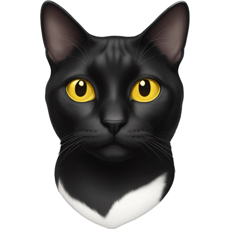 Tuxedo cat with yellow eyes only white on the chest emoji