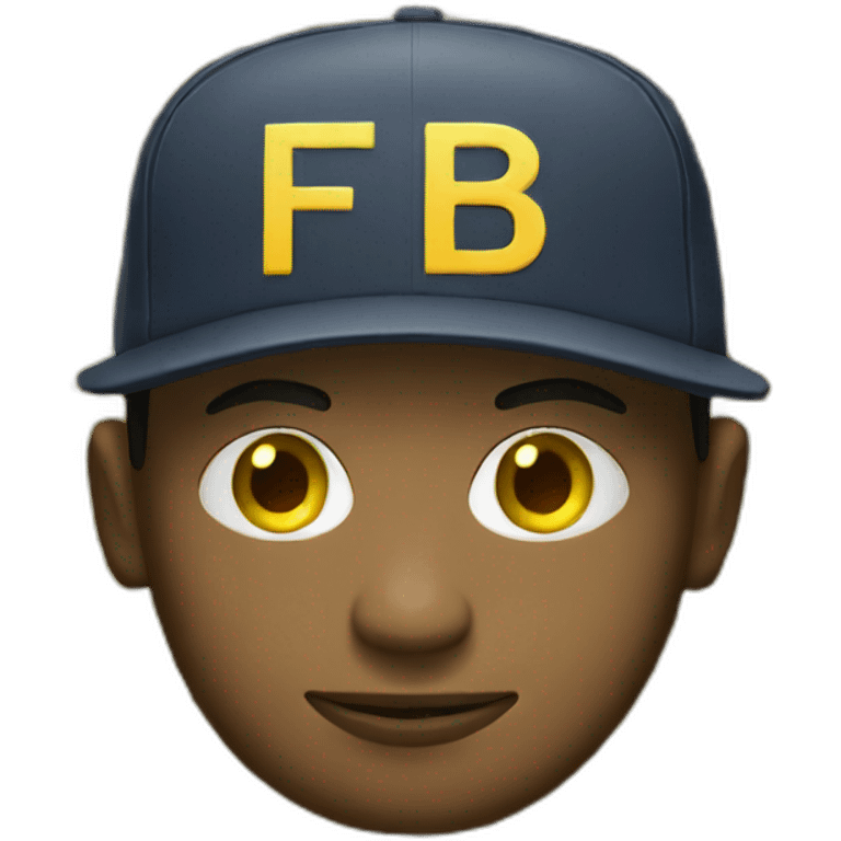 man with yellow "FBI" letters on his cap emoji