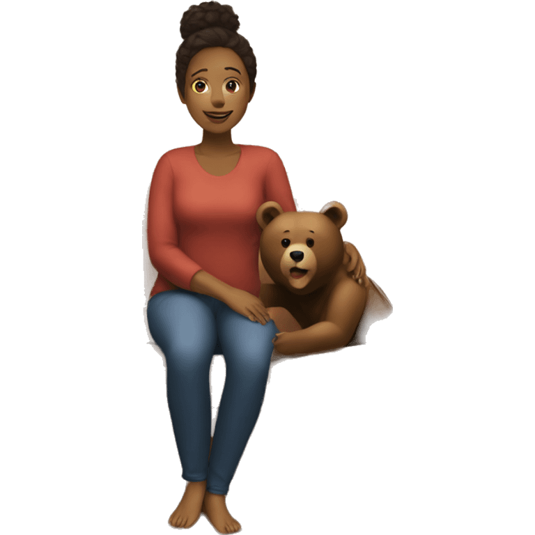 bears behind a woman on the couch emoji