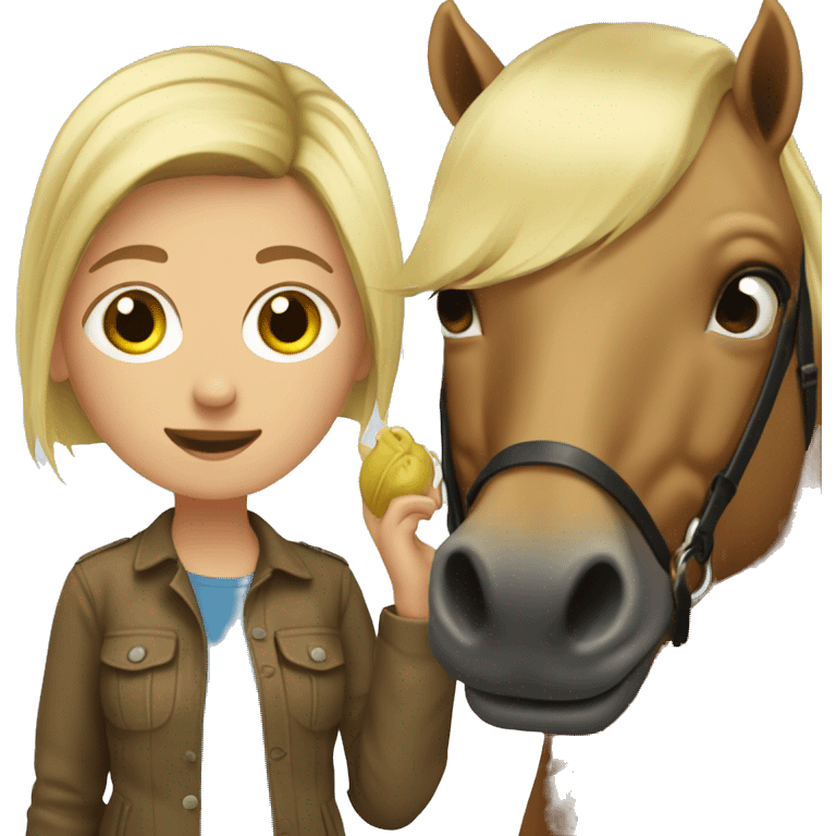 Dirty blonde girl with a seal bay horse  emoji