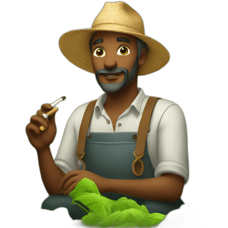 a farmer smoking shisha emoji