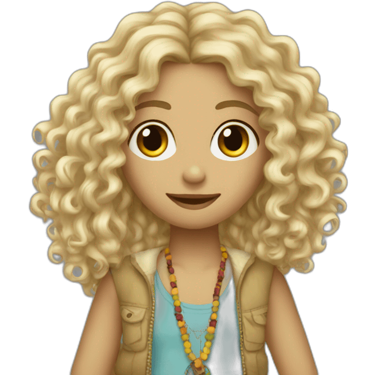 Curly blonde hippie skinny emoji