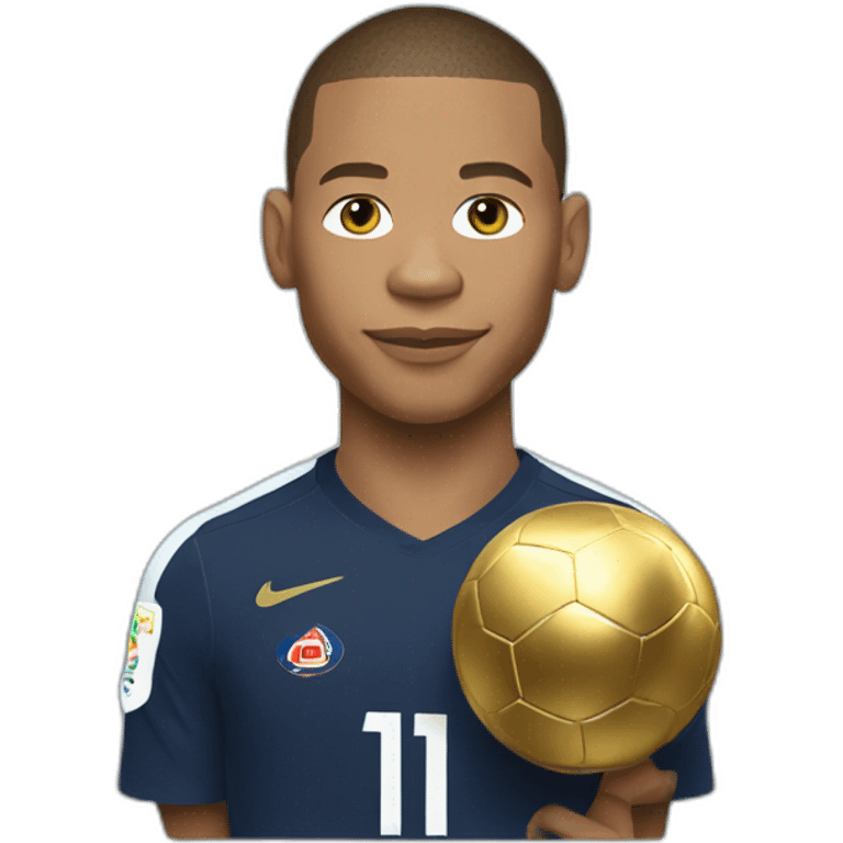 Mbappe avec le ballon d'or emoji