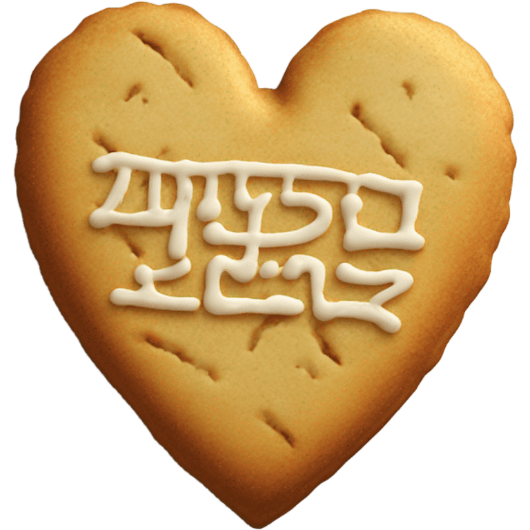 Cookie heart with writing 8 minutes emoji