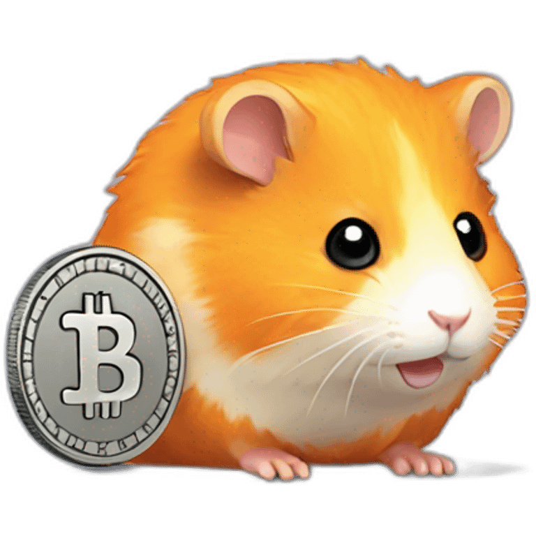 an orange hamster with a BTC coin, pixelart emoji