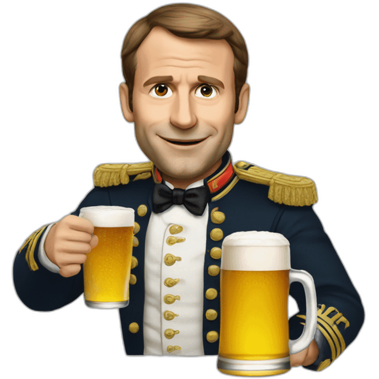 macron with beer emoji