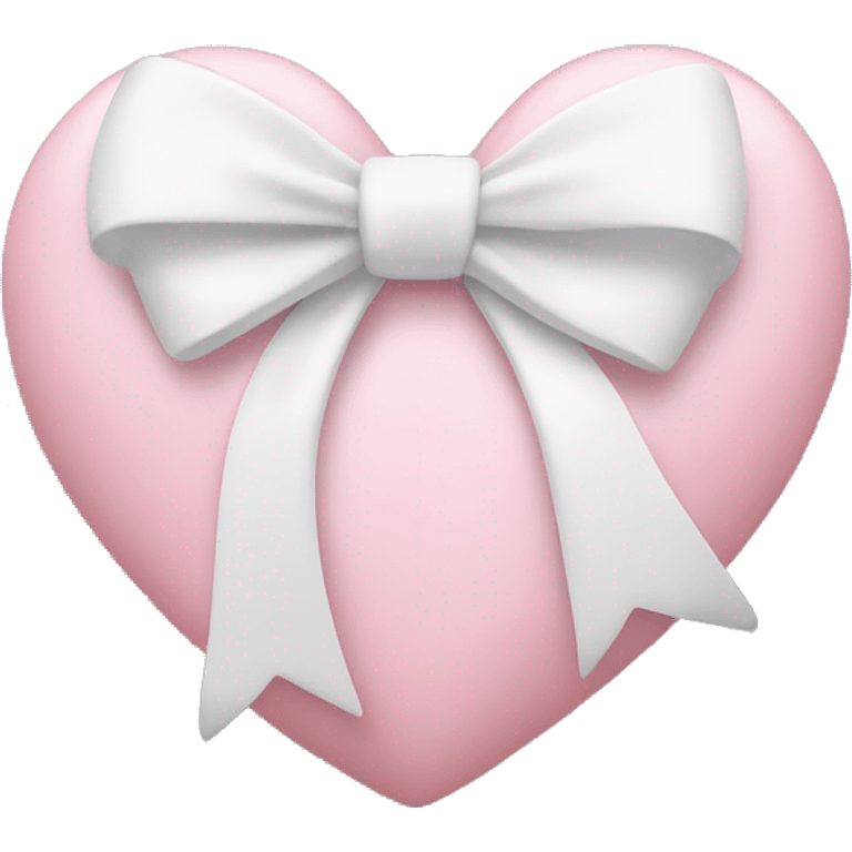 Pastel pink heart with white bow emoji