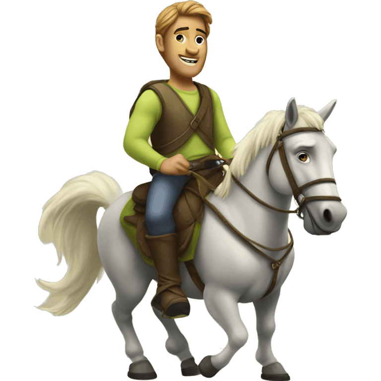 realistic solo male indoors riding shrek emoji