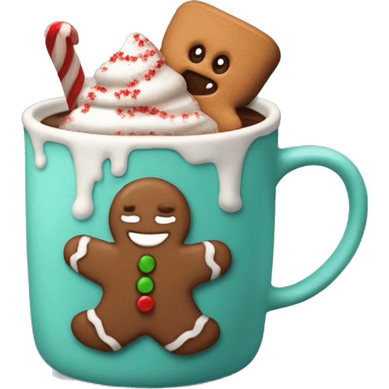 Holiday hot chocolate with a gingerbread emoji