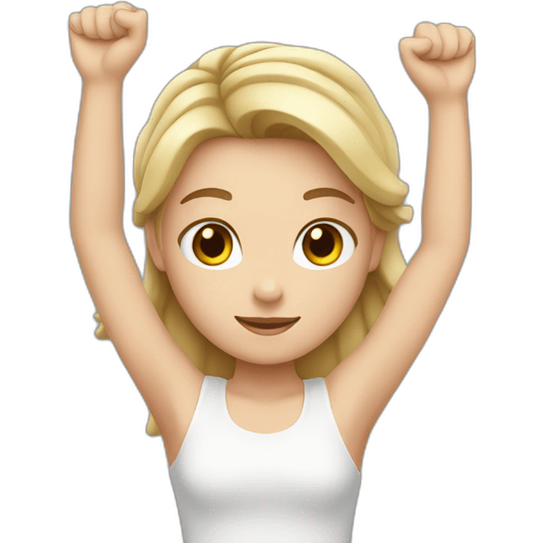 white girl with arms up emoji