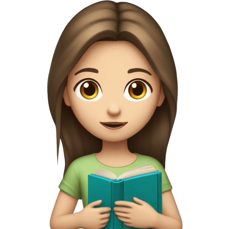 girl with fair skin and long brown hair holding a closed #ffebf3-colored book emoji