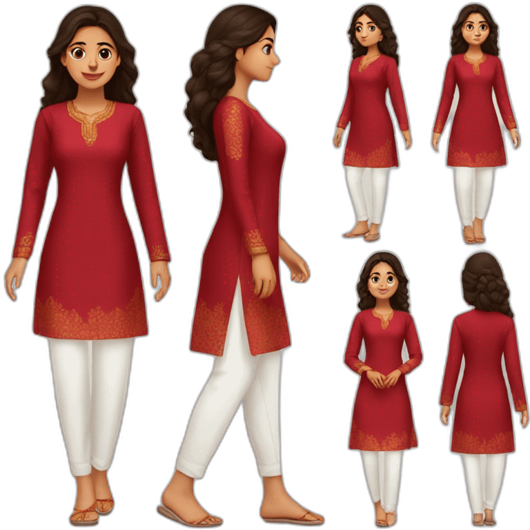 indian girl wearing full sleeve blood red kurti emoji