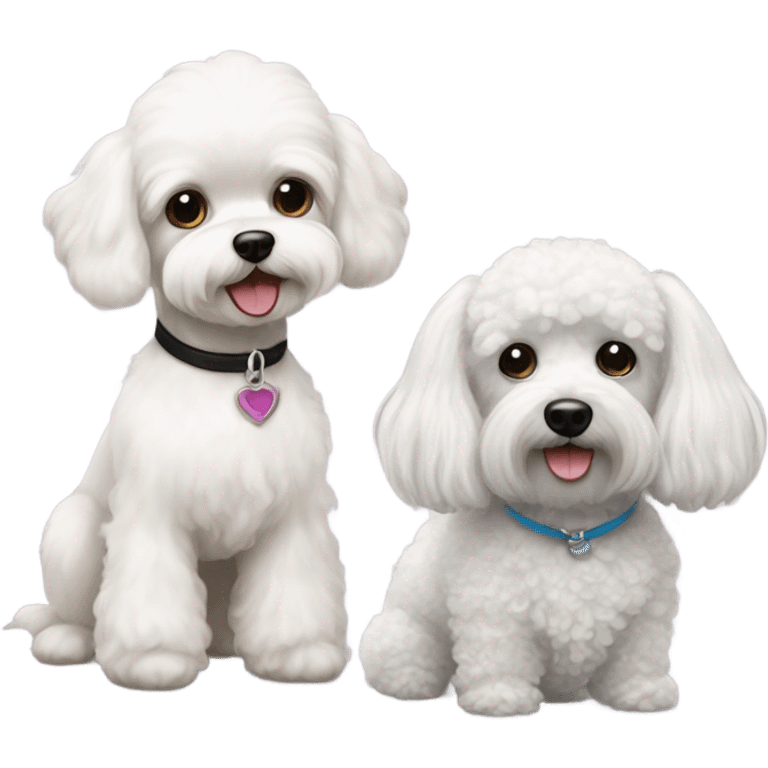 White Maltese and small black poodle emoji