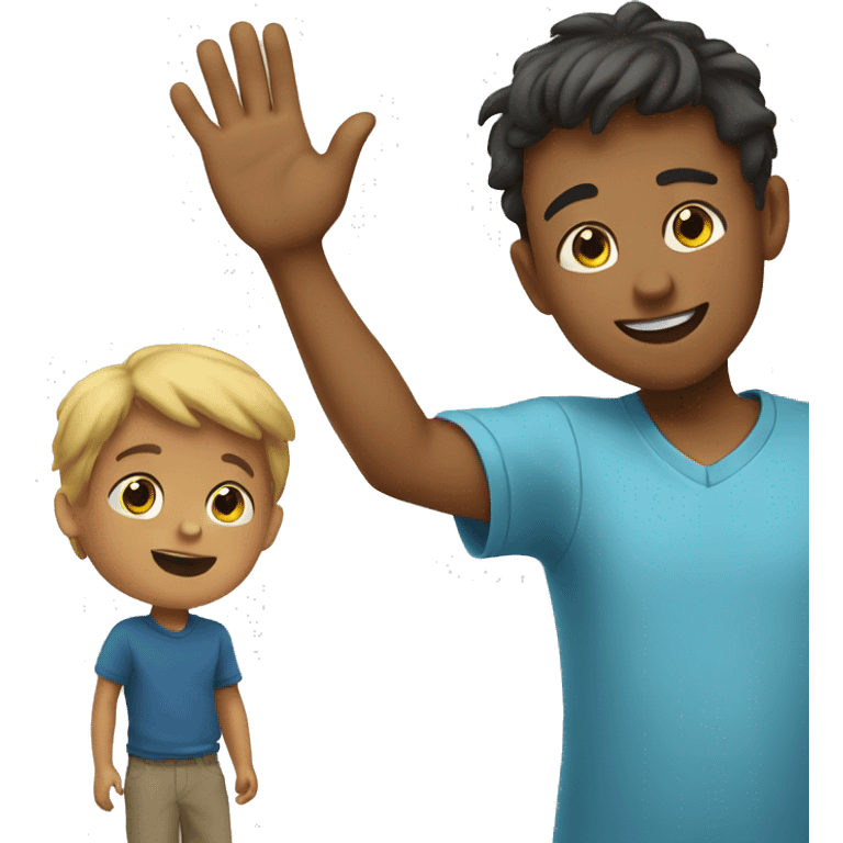 boy waving bye to his dad emoji