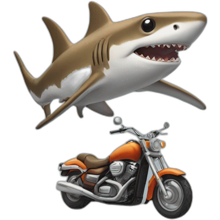 Hammerhead shark riding a motorcycle emoji