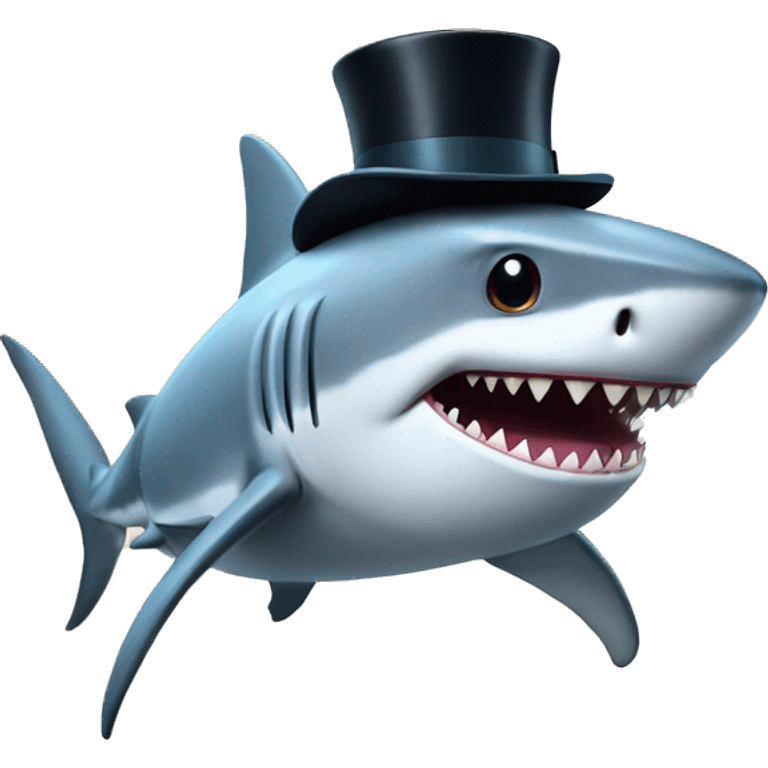 Shark with a top hat emoji