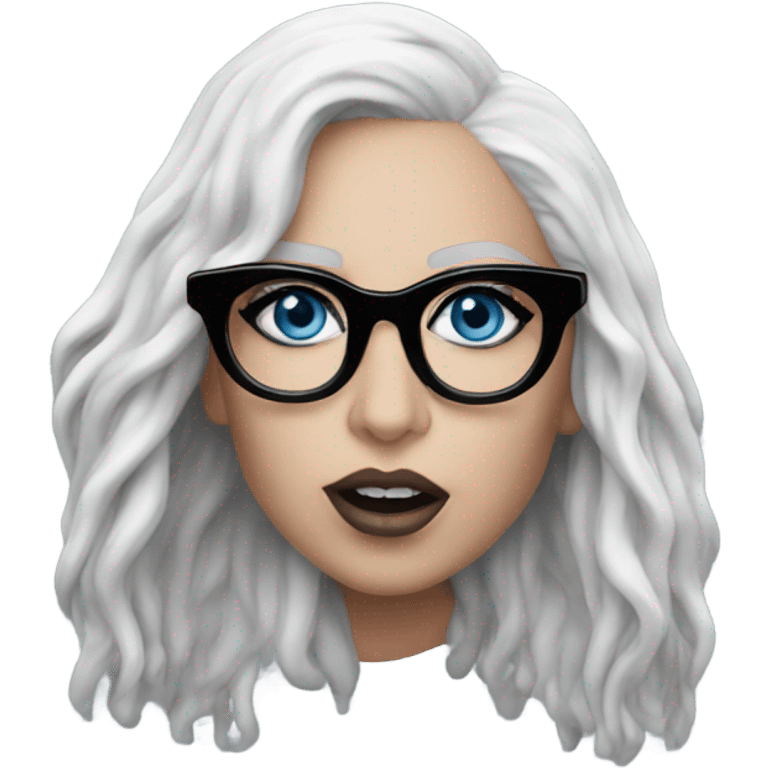 Hyper Realistic lady gaga rain on me blue eyes black glasses  emoji