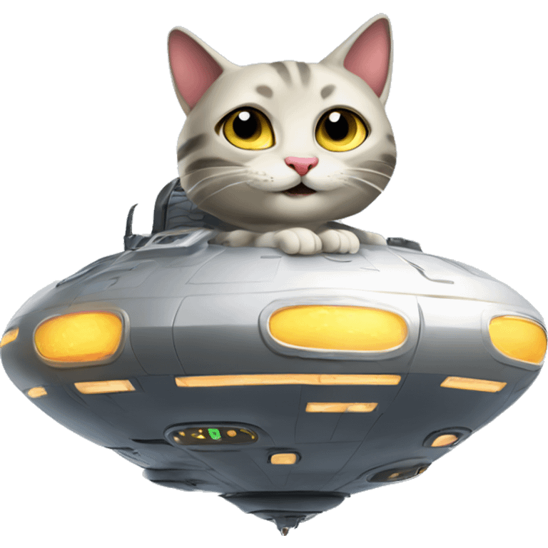 funny hovercat on alien spaceship emoji