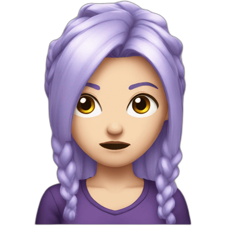 angry white girl purple hair emoji