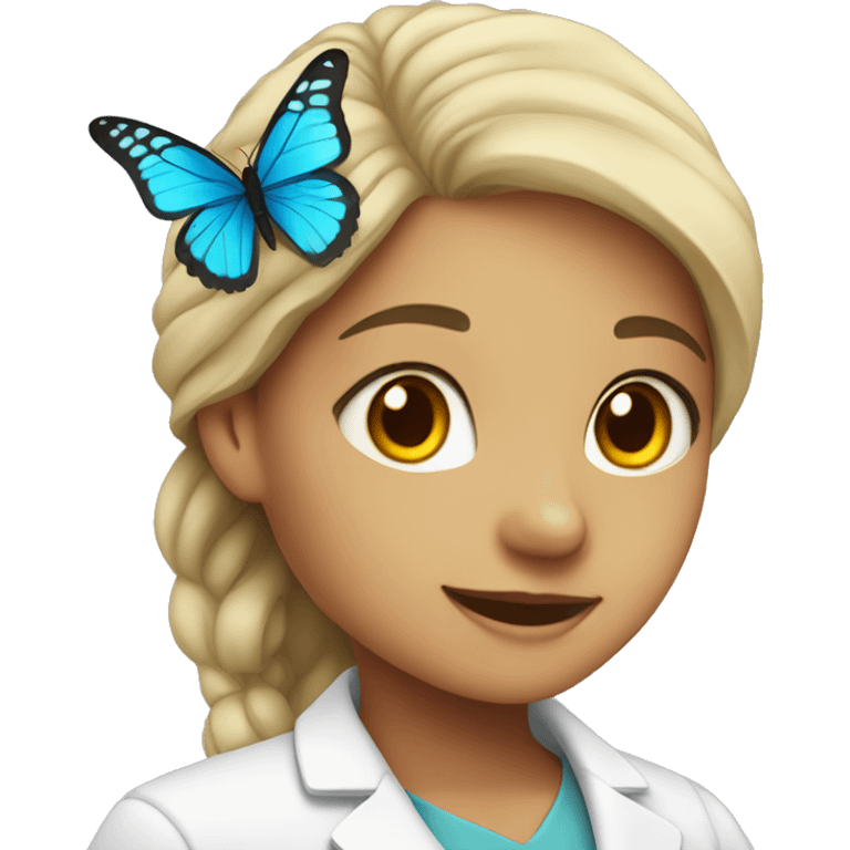 girl with lab coats with butterfly  emoji