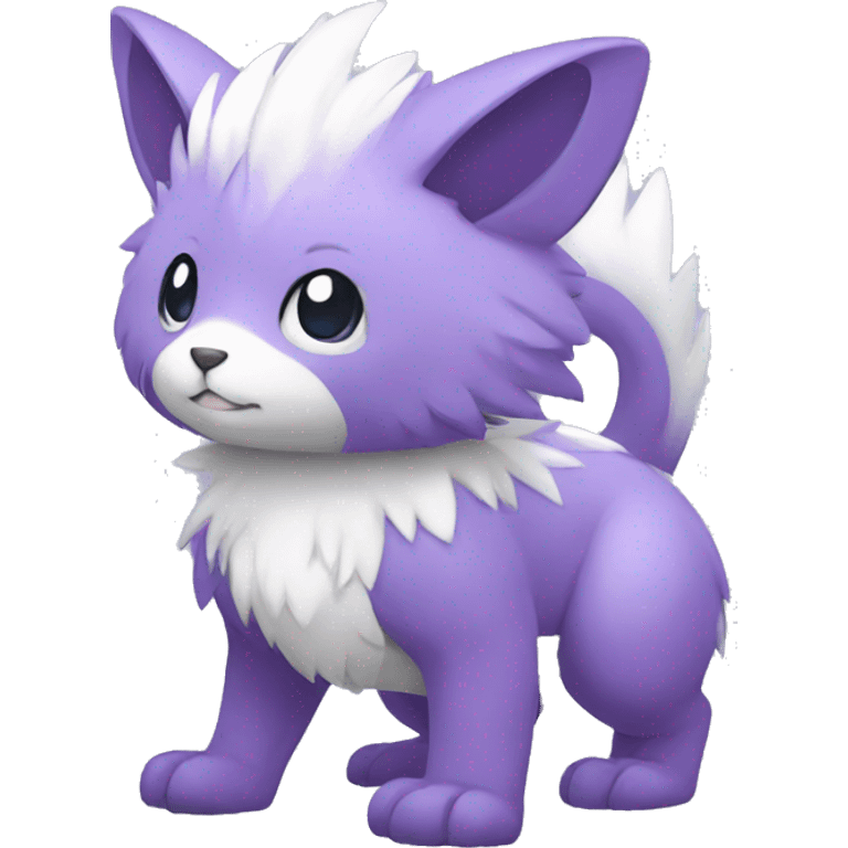 Cute cool purple white animal hybrid Fakemon full body emoji