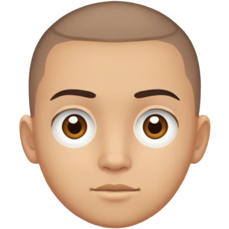 light mexican boy with brown eyes, round face, and a buzzcut hair emoji