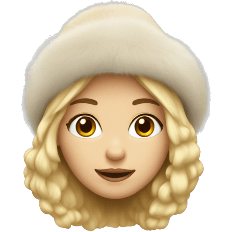 blonde girl with fur hat emoji