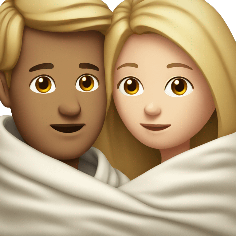 White couple together in blanket emoji