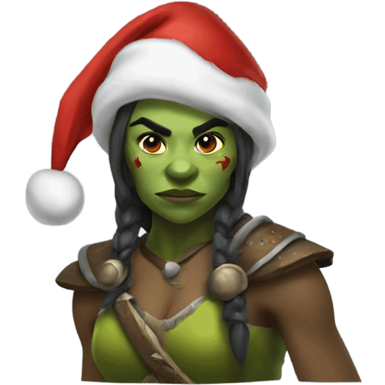 orc female warrior with santa hat emoji