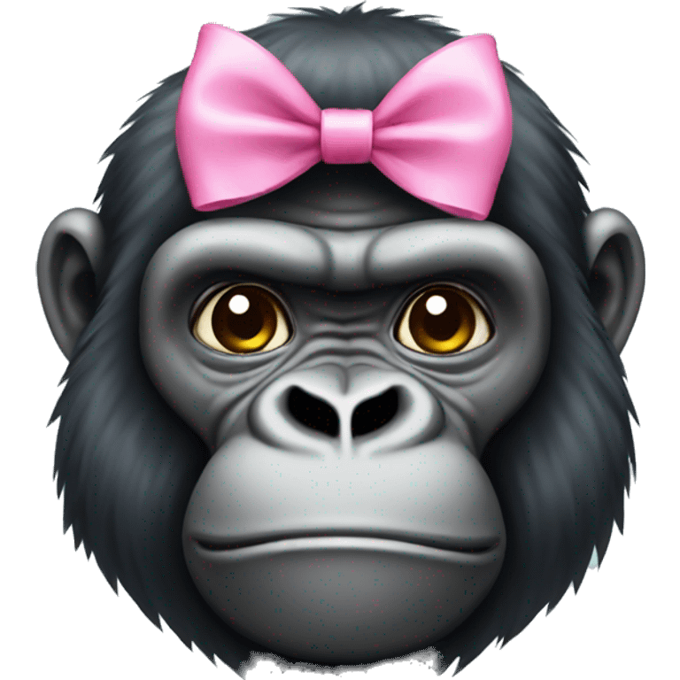 Gorilla with pink bow on head emoji