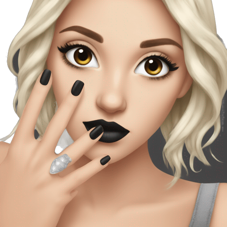 White girl with black nails 💅🏻 emoji