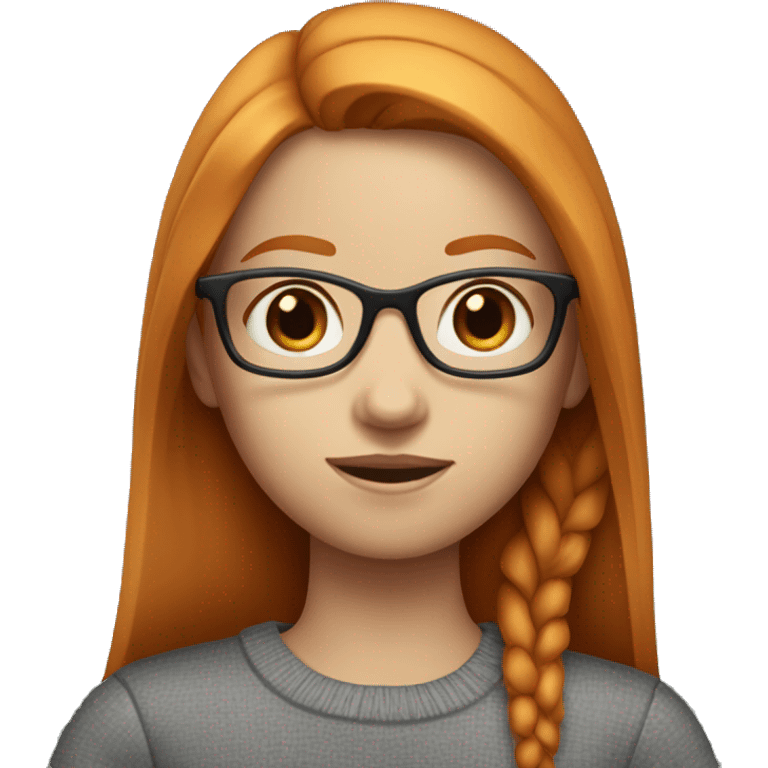 ginger girl with medium straight hair and blue eyes and glasses emoji