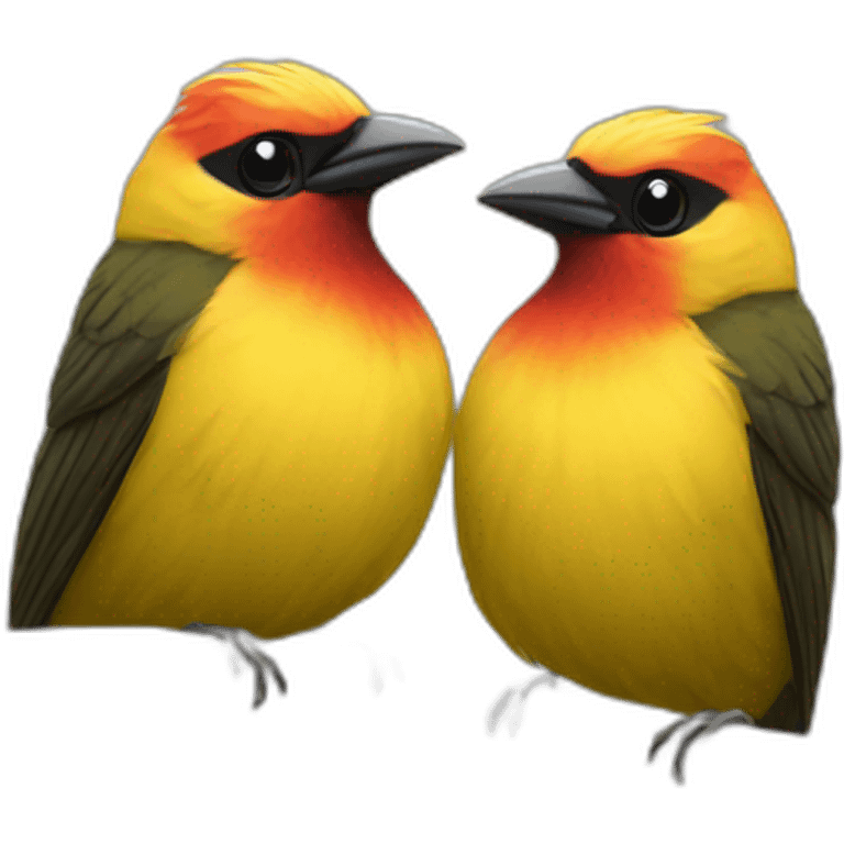 two tanagers hug emoji