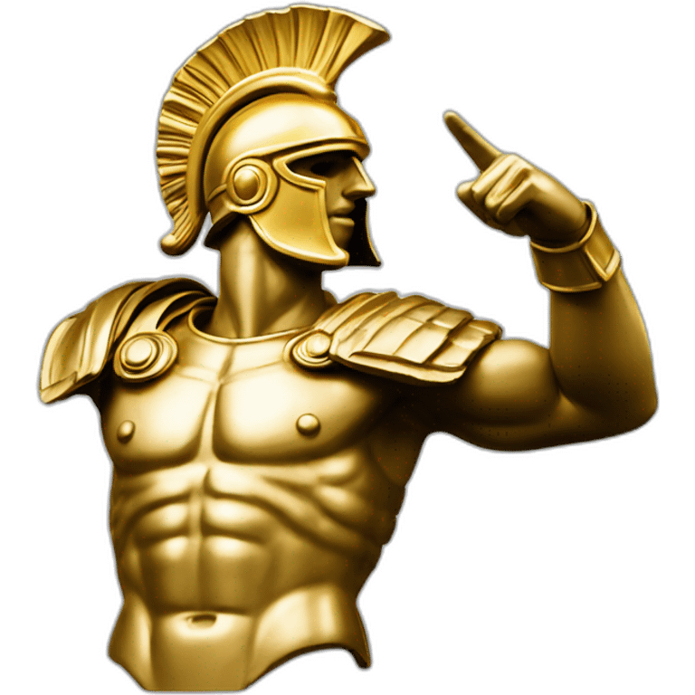 Roman sculpture with golden Trojan helmet pointing its finger to the sky (same pose as in creation of Adam) emoji