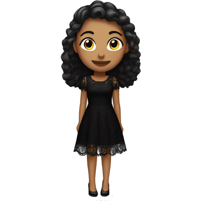 A tall girl with a black lace dress and black heels emoji