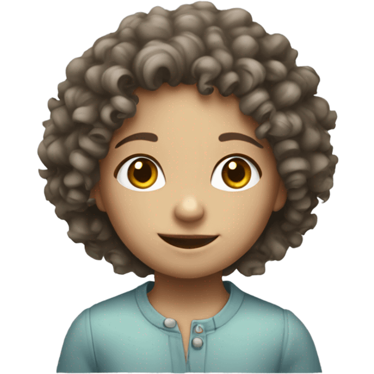 curly haired little girl, white and skinny. emoji